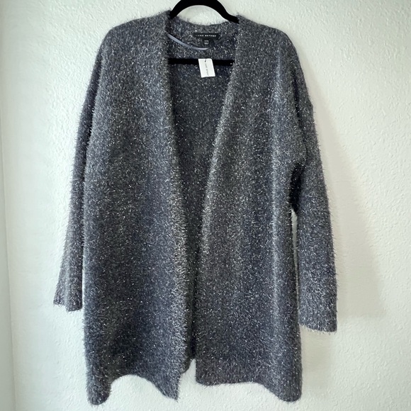 LANE BRYANT Long Sleeve Open Eye Lash Grey/Silver Sweater Cardigan Size 14/16 - Picture 3 of 9